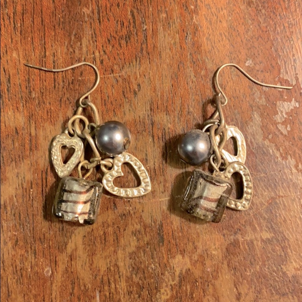 Silver and Grey/Blue Dangle Earring